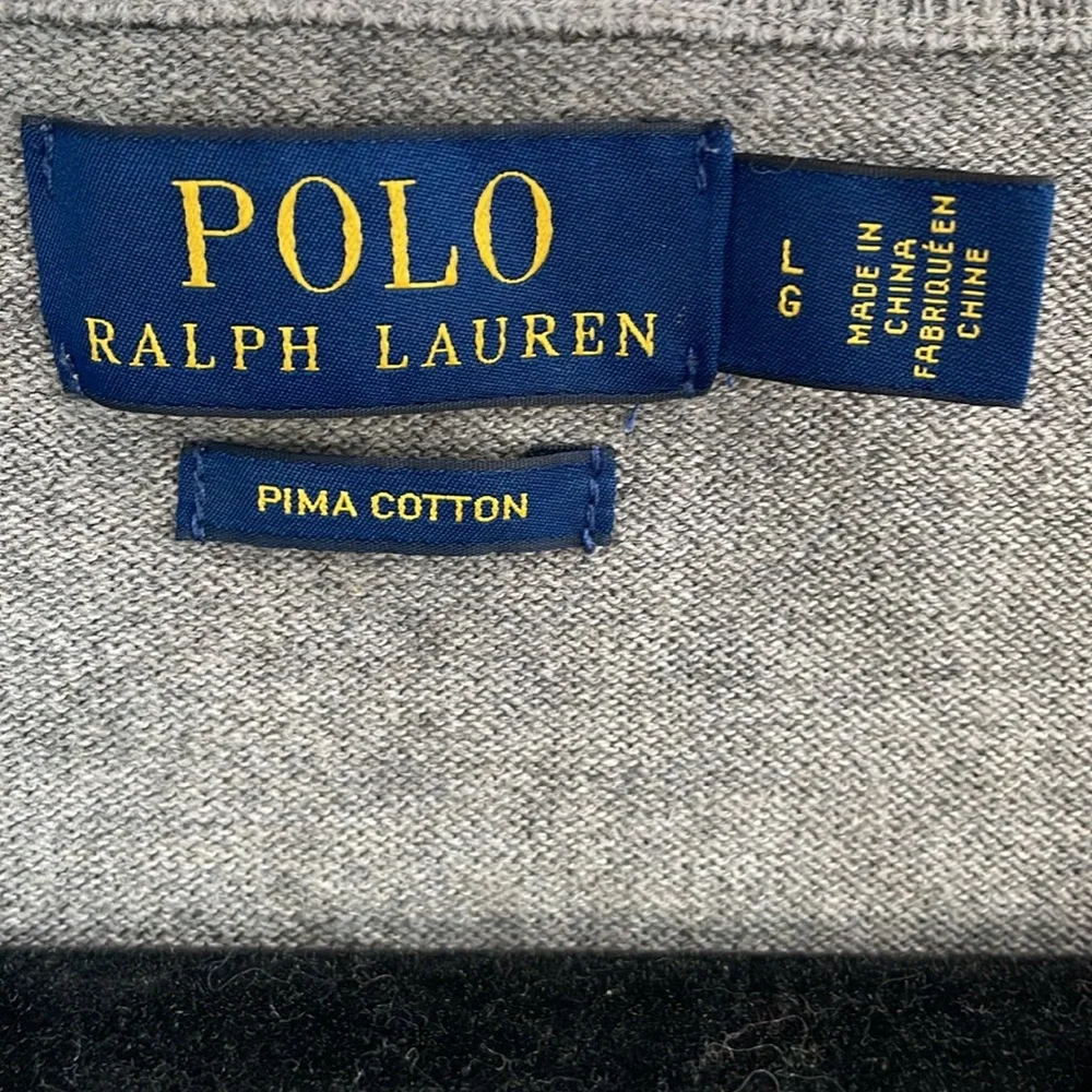 Men’s Polo Ralph Lauren gray V-neck preppy 90’s Pima cotton long sleeve sweater
